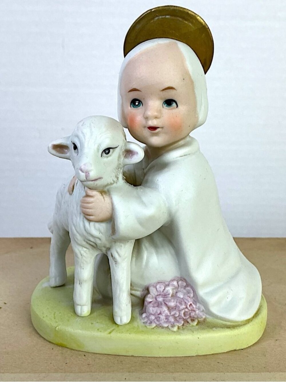 Homco Vintage Holy Child Angel Lamb 5605 Hand Painted Porcelain Collectible 1980 - Picture 12 of 12